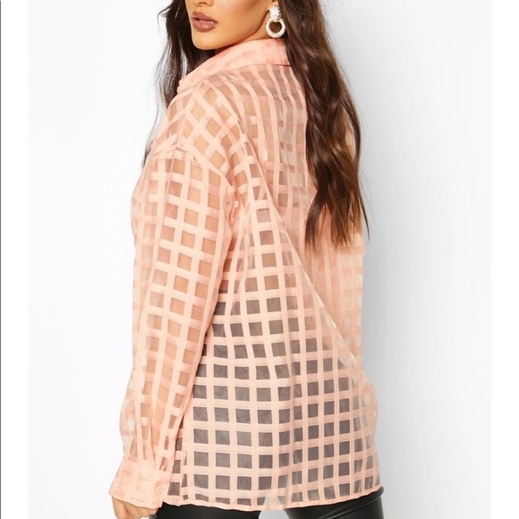 boohoo-Check Organza Button Through Shirt - Picture 5 of 8